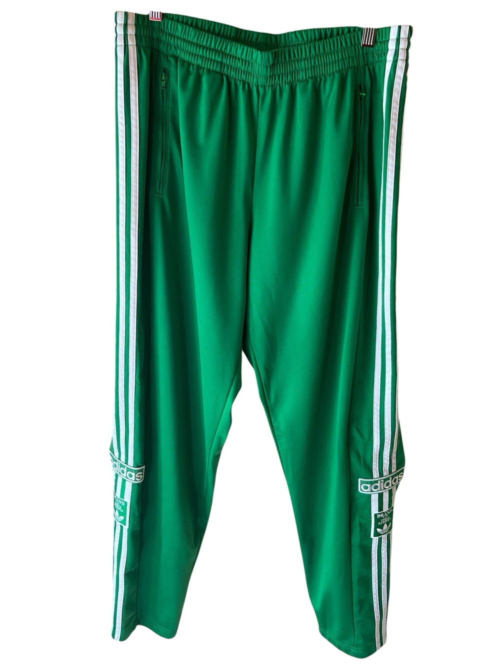 adidas Originals IN8077 Green 3-Stripe Track Pants Men’s XL Zip Pocket Athletic